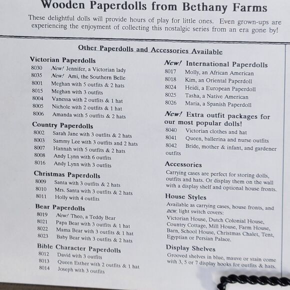 Bethany Farms Wooden Paper Doll Theo Bear New on card - Picture 9 of 10